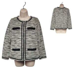 Cathy Daniels Women’s Black/White Silver Metallic Zip Jacket Size SP